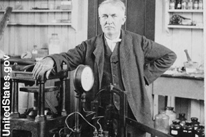 Edison in his Menlo Park laboratory
