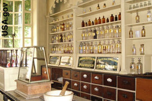 Model of a colonial apothecary