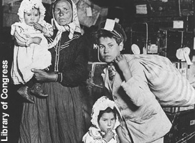 An immigrant family coming to America