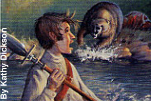 Lewis meeting a grizzly bear