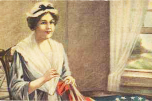 Ross sewing the flag
