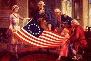 Ross giving the flag to George Washington