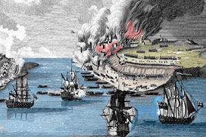The British shelling the patriots