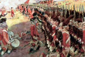 The British marching on the patriots
