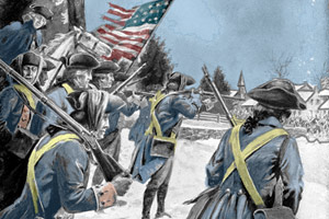 The patriots engaging the British in Trenton