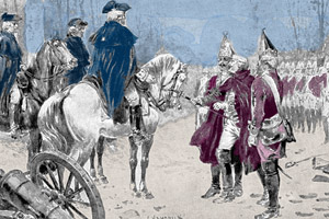 The British surrendering to the patriots