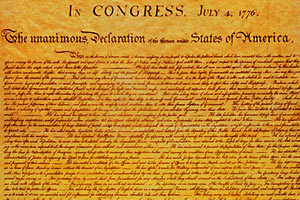 A copy of the Declaration of Independence