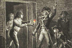 British soldier surrendering to Ethan Allen