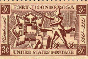A U.S. stamp commenerating the capture of Fort Ticonderoga