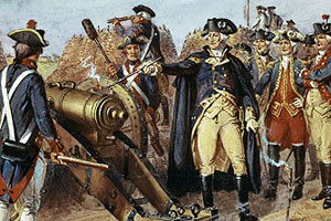 General Washington firing a cannon