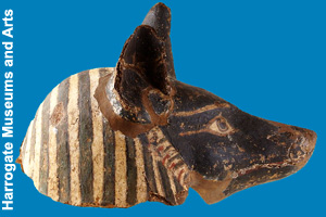 The mask of a jackal found in an ancient tomb