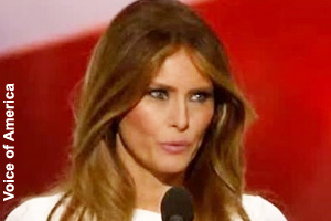 Melania giving a speech in 2016
