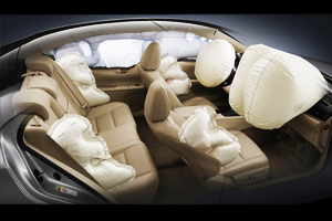 Today's cars have many airbags for protection.