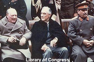 Roosevelt in Europe with Churchill and Stalin <br>two months before he died