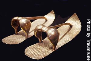 Gold slippers found in Tutankhamen's tomb