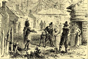 Samoset greeting the Pilgrims