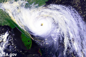 A huge hurricane heading for land